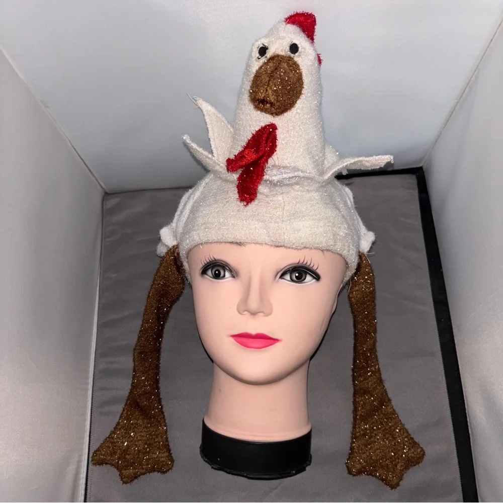 Chicken Flappy Cap Hat White